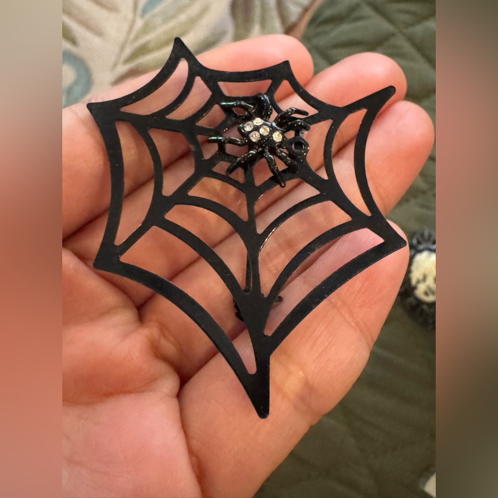 Black Spider Web Pin